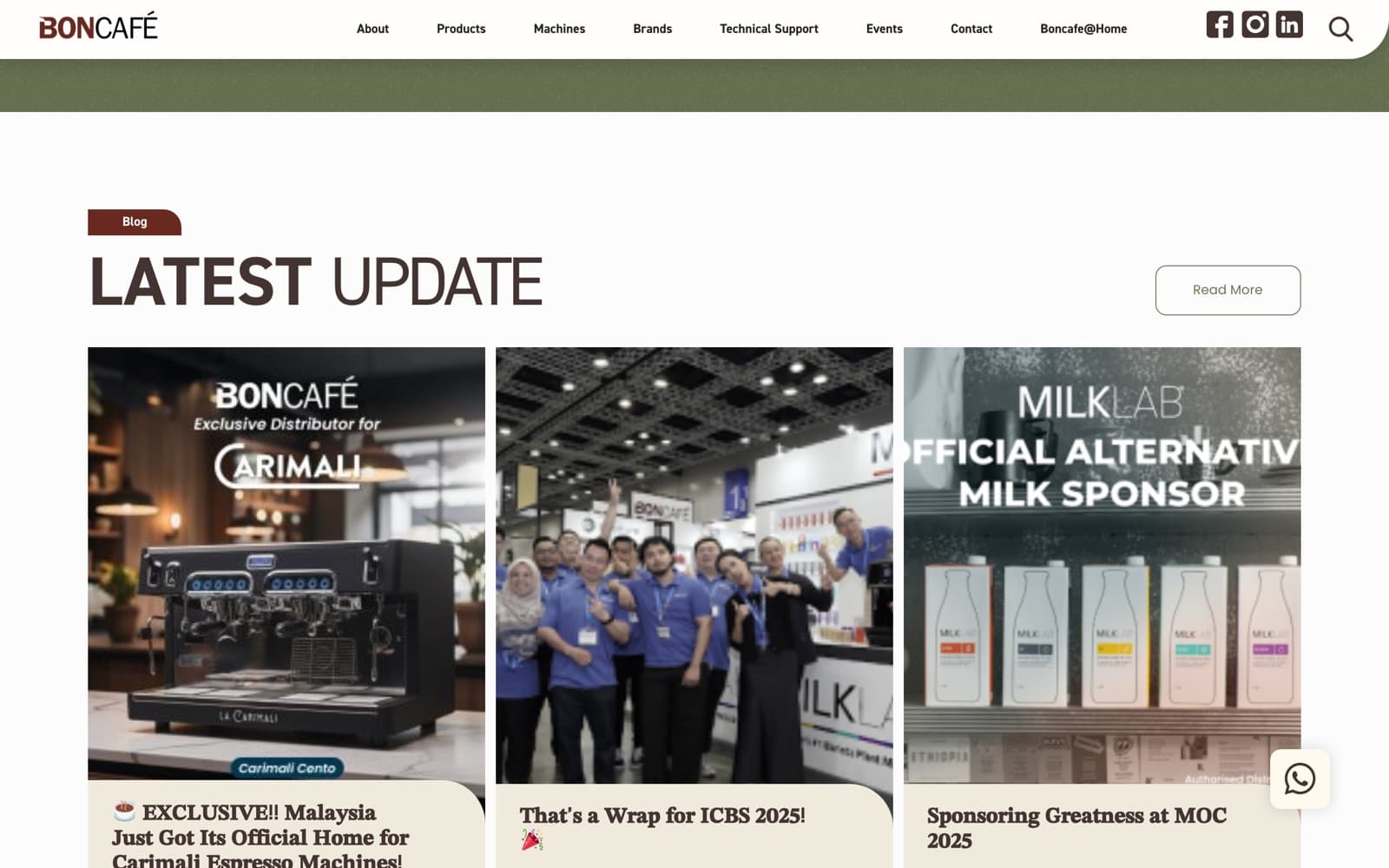 Boncafe website (coffee supplier), section 4 of the homepage