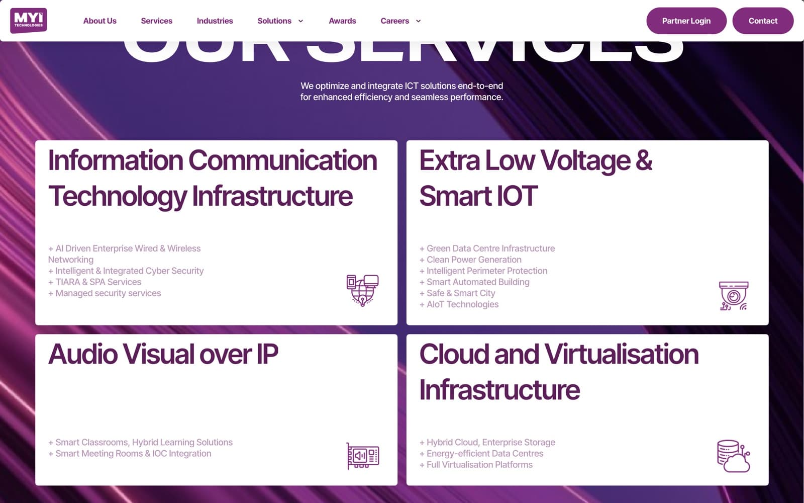 MYI Technologies website (it infrastructure), section 2 of the homepage