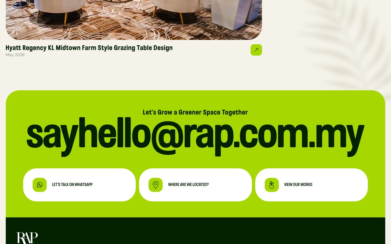 Rent-A-Pot website (landscaping and plant rental), section 4 of the homepage