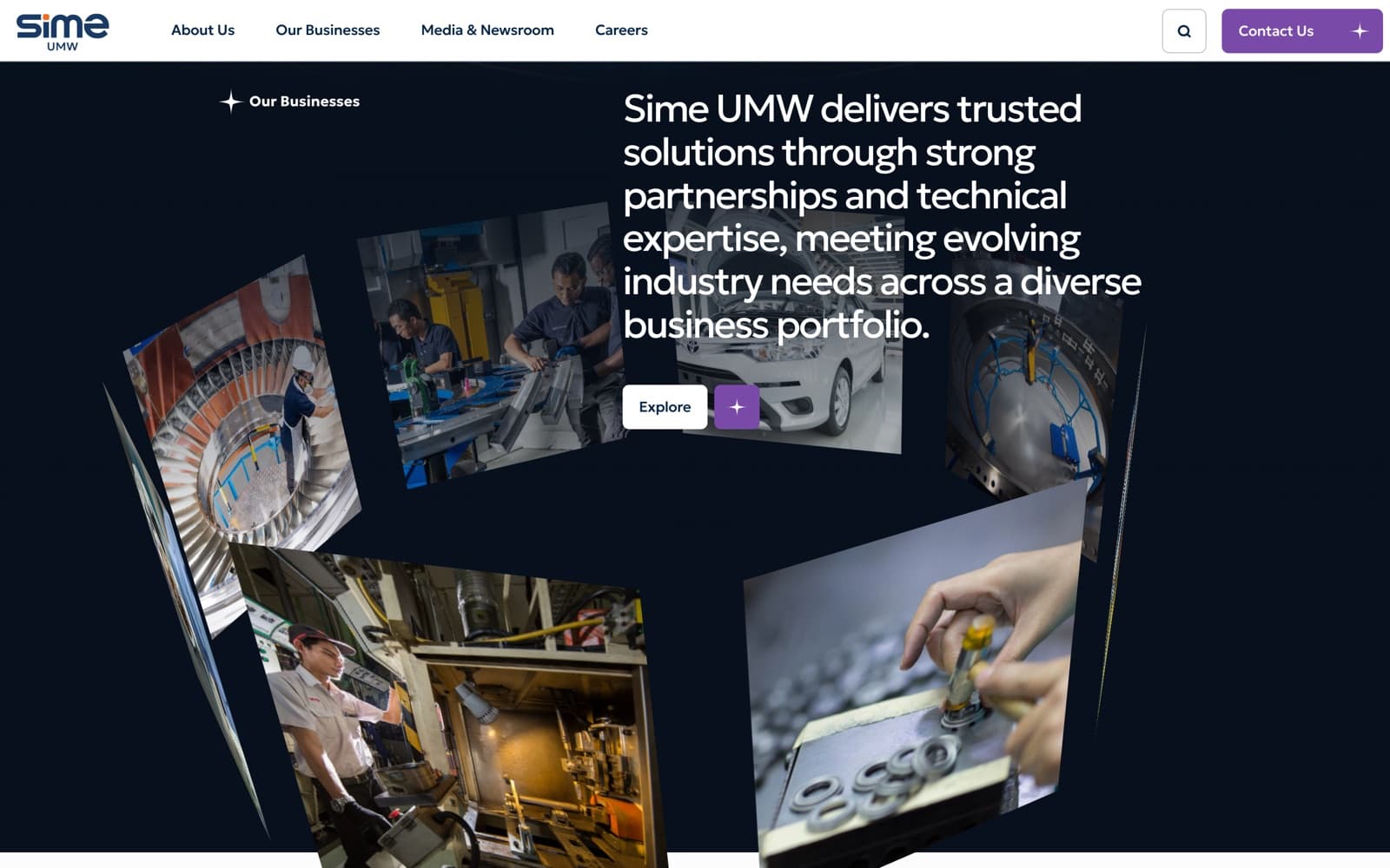 Sime UMW website (industrial group), section 1 of the homepage