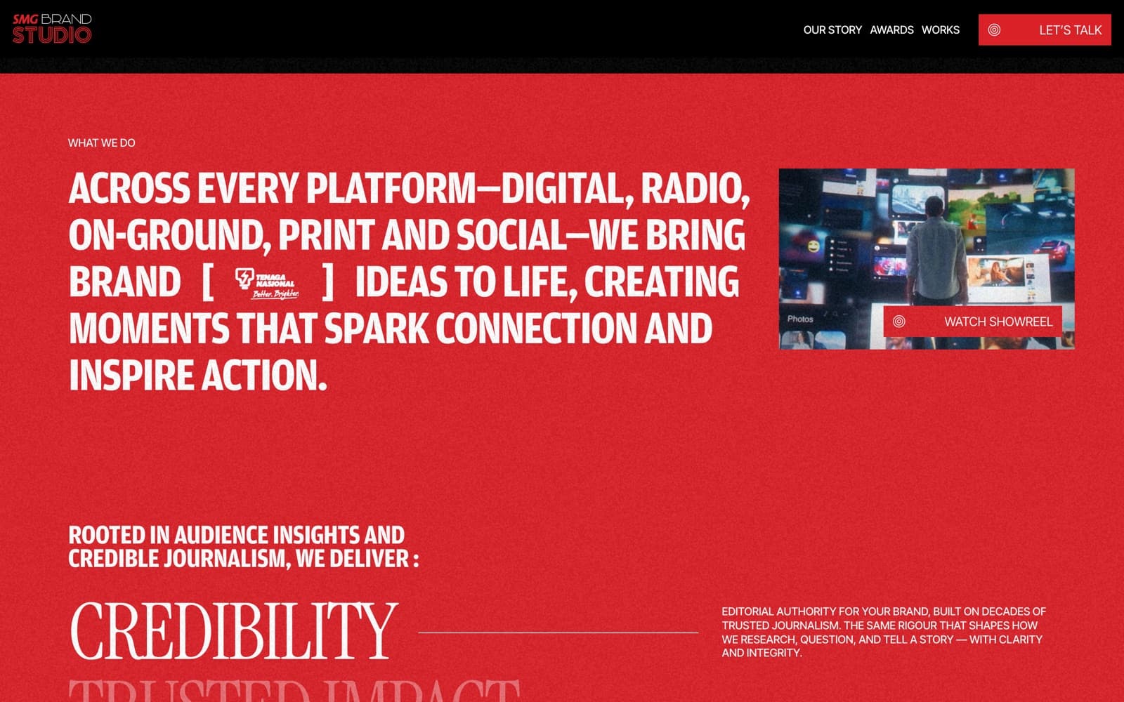 SMG Brand Studio website (brand studio, star media group), section 1 of the homepage