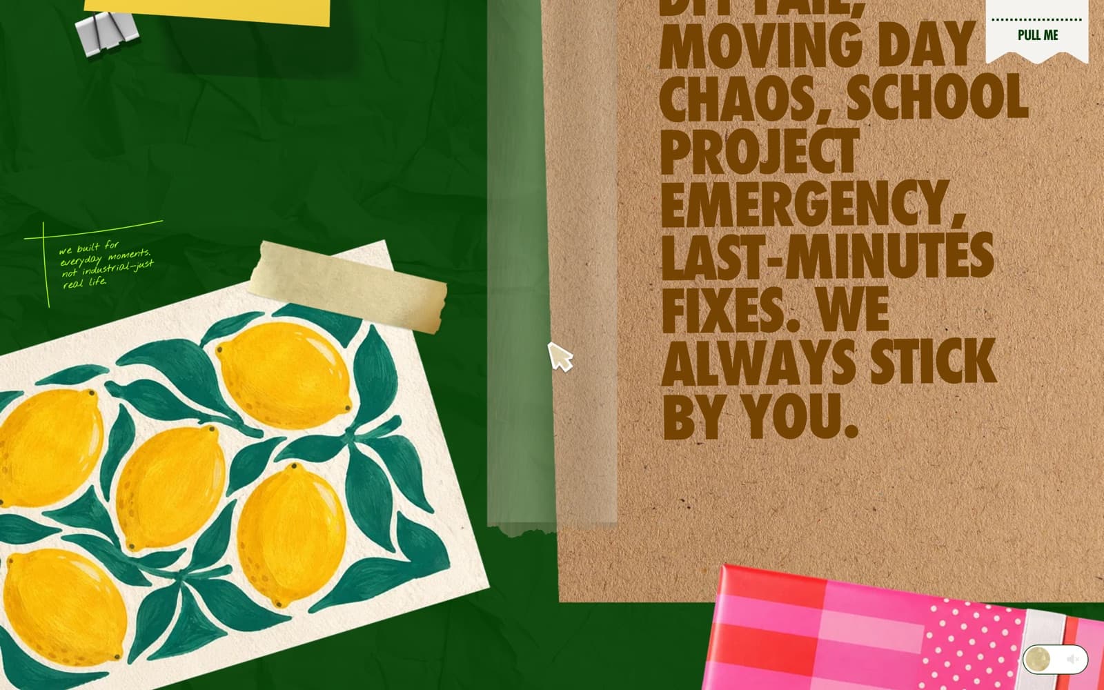 Sweet Tape website (tape maker, brand site), section 2 of the homepage