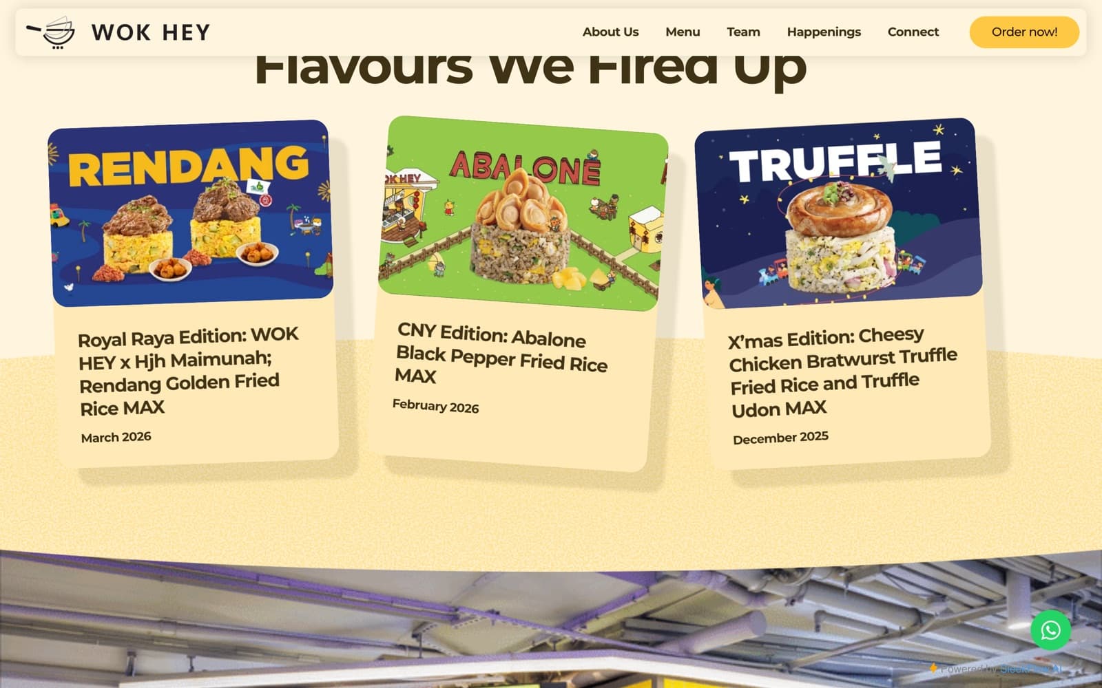 Wok Hey website (restaurant chain, online ordering), section 4 of the homepage